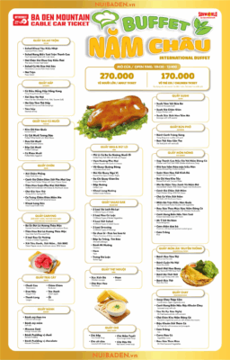Menu Buffet Núi Bà Đen, Buffet Trưa Năm Châu 270k