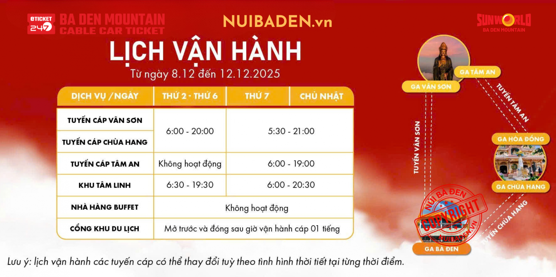 giờ hoạt động khu du lịch núi bà đen, giờ mở cửa khu du lịch núi bà đen, giờ đóng cửa khu du lịch núi bà đen