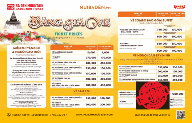 Bảng Giá Vé Núi Bà Đen, Giá Vé Cáp Treo Núi Bà Đen