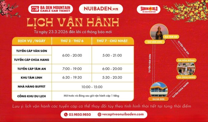 giờ hoạt động khu du lịch núi bà đen, giờ mở cửa khu du lịch núi bà đen, giờ đóng cửa khu du lịch núi bà đen